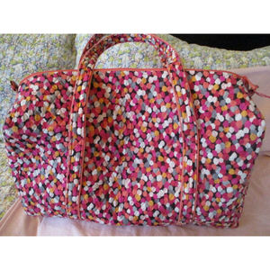 Vera Bradley Large Duffle Bag Pixie Confetti Coral Peach 12" H x 21" W x 11" D